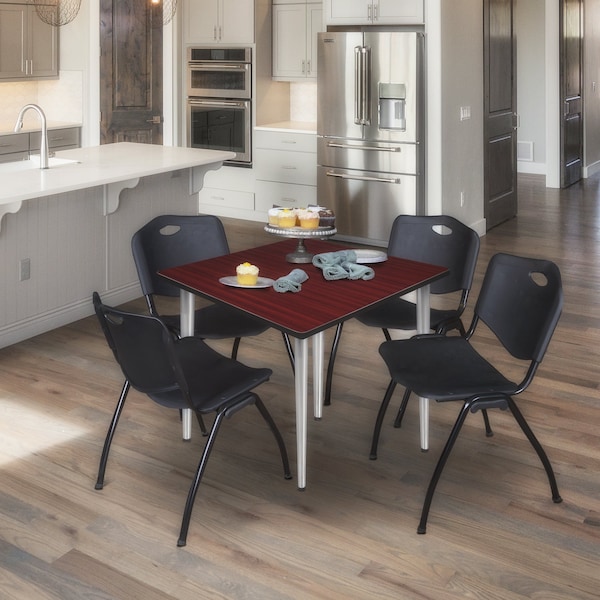 Regency Kahlo Square Table & Chair Sets, 48 W, 48 L, 29 H, Wood, Metal, Plastic Top, Mahogany TPL4848MHCM47BK - main